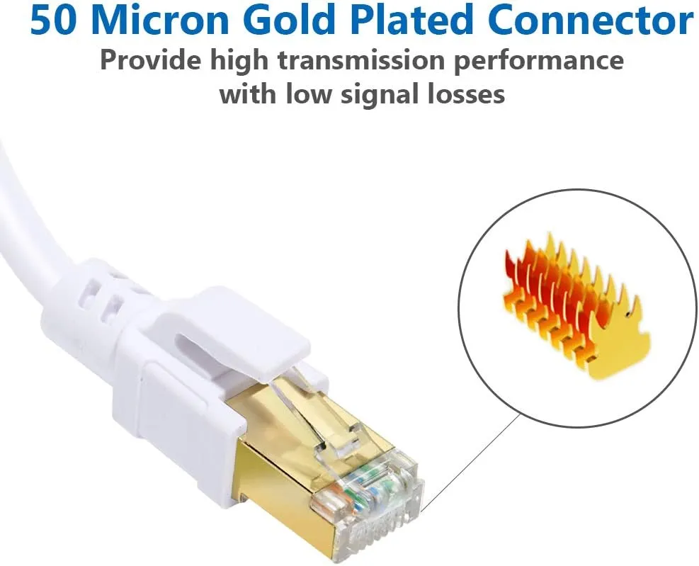 Cat 8 Ethernet Cable 100 ft Internet Network LAN Patch Cable Cord High Speed 2000Mhz 40Gbps RJ45 Cables for Gaming, Xbox, PS5, PS4, Modem, Router, Outdoor Compatible for Cat7/Cat6a/Cat5e Network