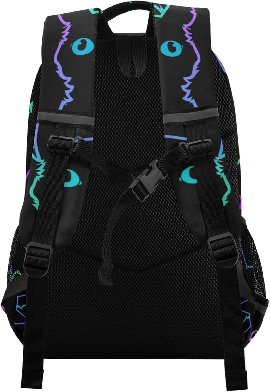 Cat Backpack for Students Boys Girls Colorful Neon Cat School Bag Travel Daypack Rucksack