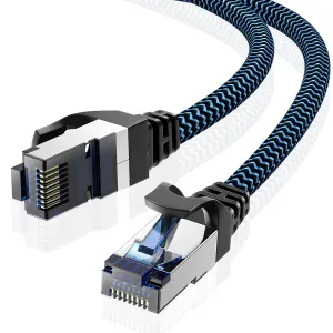 Cat8 Ethernet Cable 30 ft 1-Pack, High Speed 40Gbps 2000MHz Internet Cable Braided Shielded S/FTP LAN Network Cable RJ45 Connector Compatible with Router, Modem, Laptop, PC, Gaming
