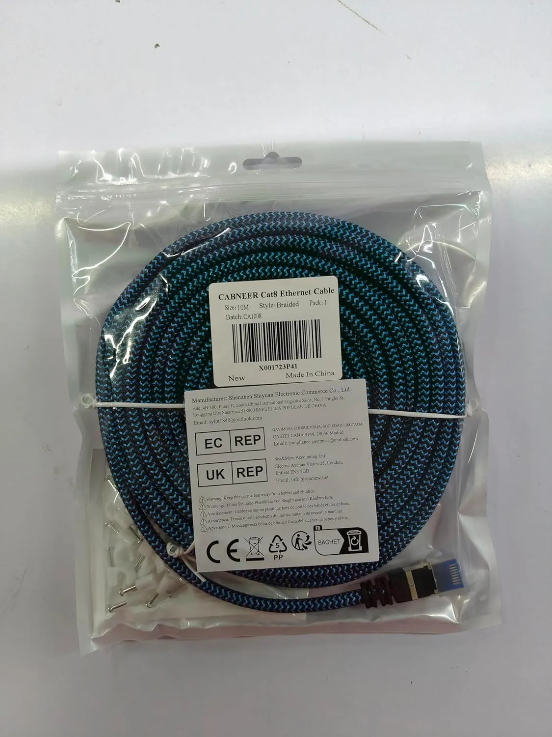 Cat8 Ethernet Cable 30 ft 1-Pack, High Speed 40Gbps 2000MHz Internet Cable Braided Shielded S/FTP LAN Network Cable RJ45 Connector Compatible with Router, Modem, Laptop, PC, Gaming