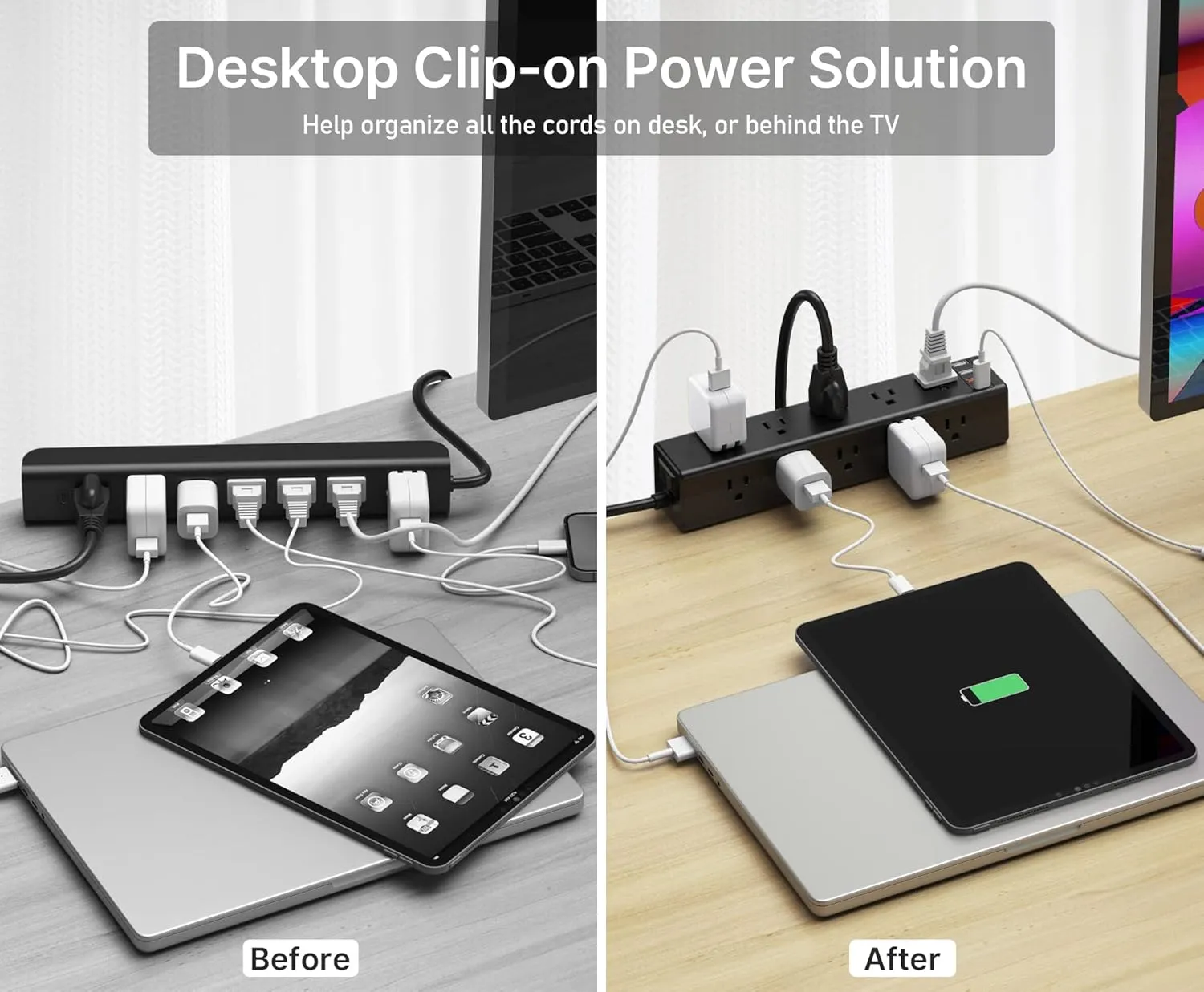 CCCEI Standing Desk Clamp Power Strip with 15 Outlets, Black Desktop Edge Mount Surge Protector Outlet, Fast Charging USB-A and 45W USB-C Ports, 15 FT Flat Plug, Black Fit 1.6 inch Table top.
