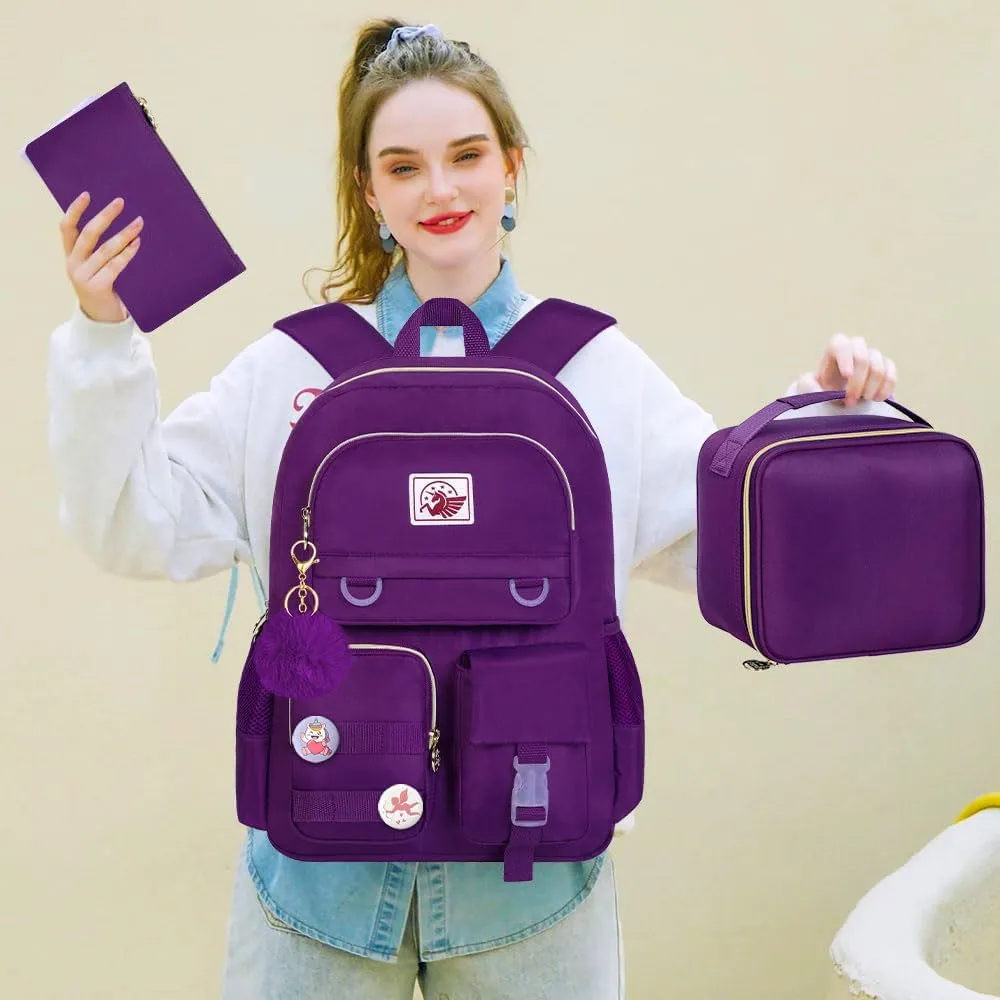 CCJPX Girls Backpack, 16 inch School Laptop Bag College Bookbag, Anti Theft Daypack for Teens Girls Students Women