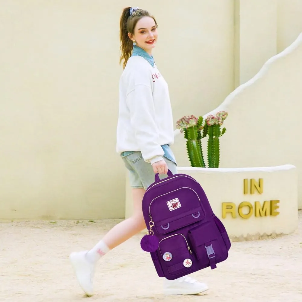 CCJPX Girls Backpack, 16 inch School Laptop Bag College Bookbag, Anti Theft Daypack for Teens Girls Students Women