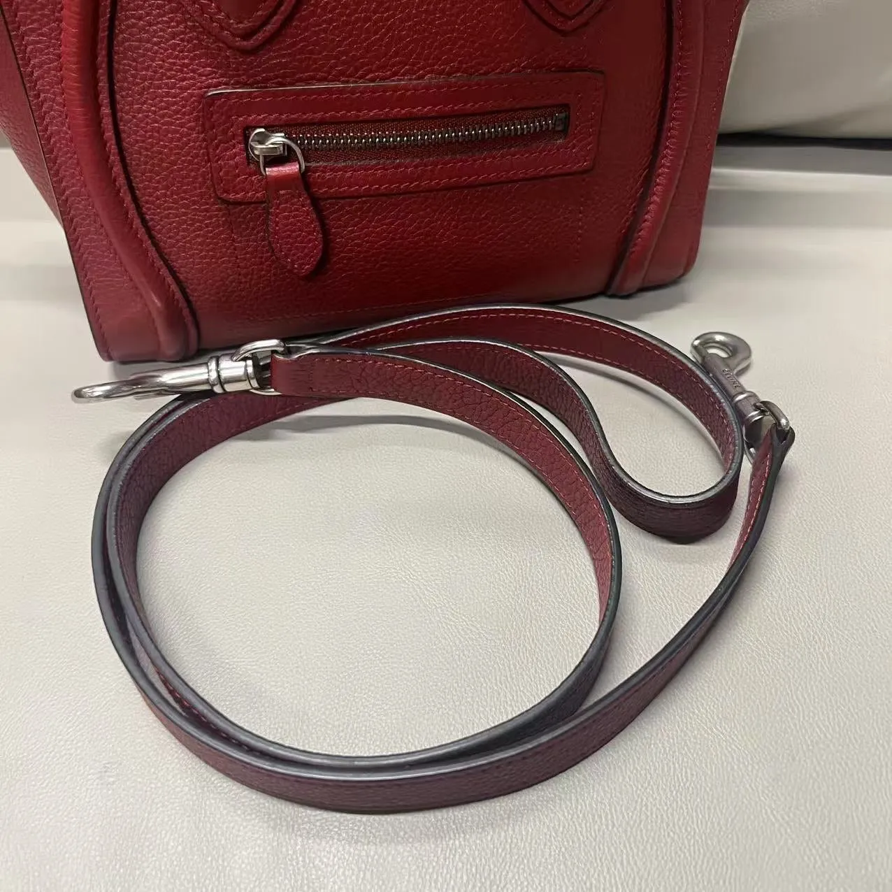 Celine Luggage Two-Way Bag in Burgundy Leather - Preloved