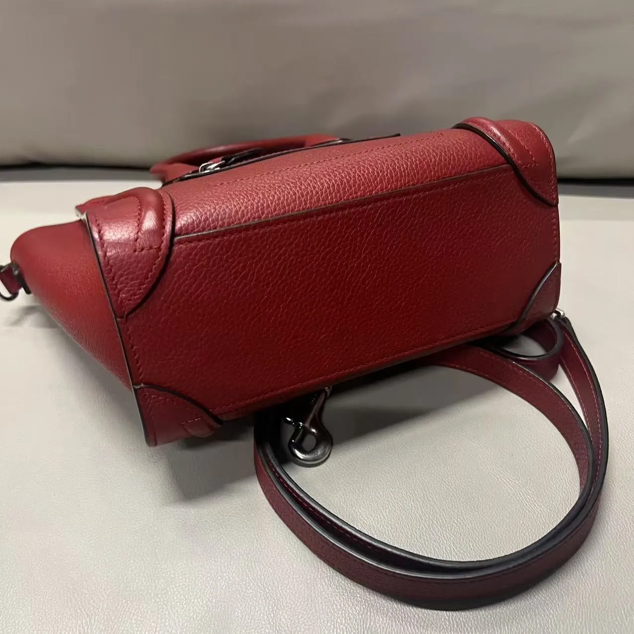 Celine Luggage Two-Way Bag in Burgundy Leather - Preloved