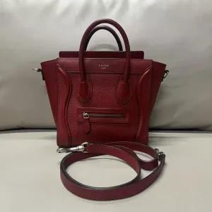 Celine Luggage Two-Way Bag in Burgundy Leather - Preloved