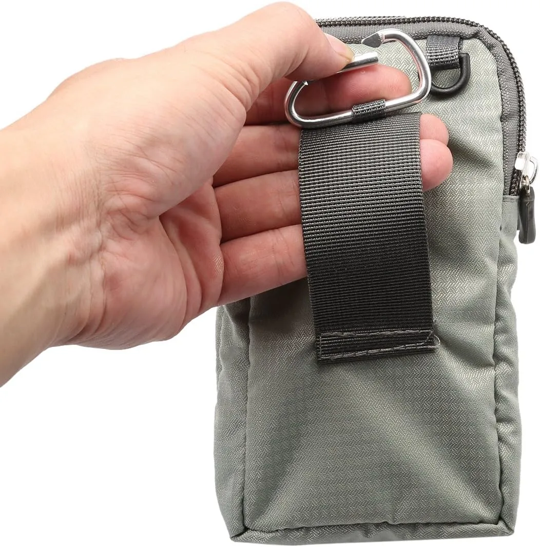 Cell Phone Belt Clip Bag Men, Cell Phone Shoulder Holster, 6.0" Outdoor Travel Vertical Phone Holster Waist Pouch Cellphone Shoulder Messenger Bag Zipper Wallet Phone Holder with Belt Loop Carabiner