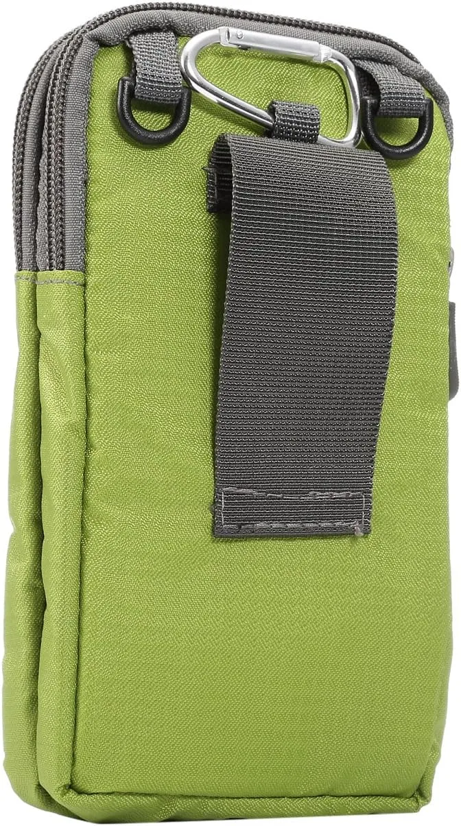 Cell Phone Belt Clip Bag Men, Cell Phone Shoulder Holster, 6.0" Outdoor Travel Vertical Phone Holster Waist Pouch Cellphone Shoulder Messenger Bag Zipper Wallet Phone Holder with Belt Loop Carabiner