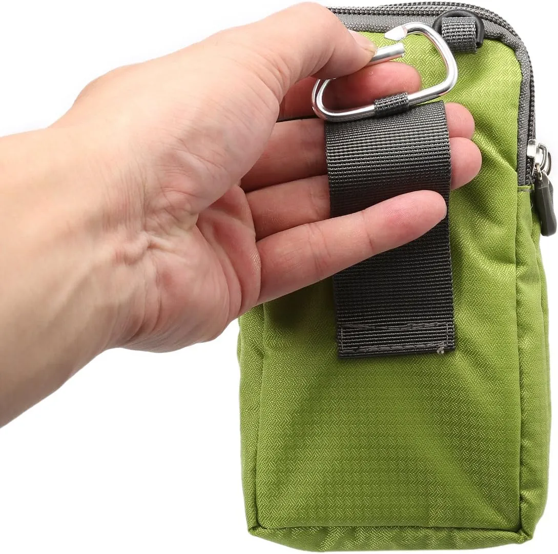 Cell Phone Belt Clip Bag Men, Cell Phone Shoulder Holster, 6.0" Outdoor Travel Vertical Phone Holster Waist Pouch Cellphone Shoulder Messenger Bag Zipper Wallet Phone Holder with Belt Loop Carabiner
