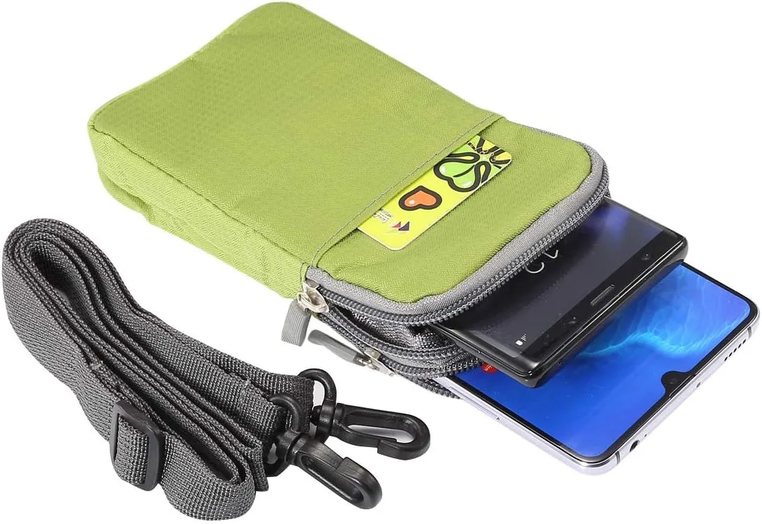 Cell Phone Belt Clip Bag Men, Cell Phone Shoulder Holster, 6.0" Outdoor Travel Vertical Phone Holster Waist Pouch Cellphone Shoulder Messenger Bag Zipper Wallet Phone Holder with Belt Loop Carabiner