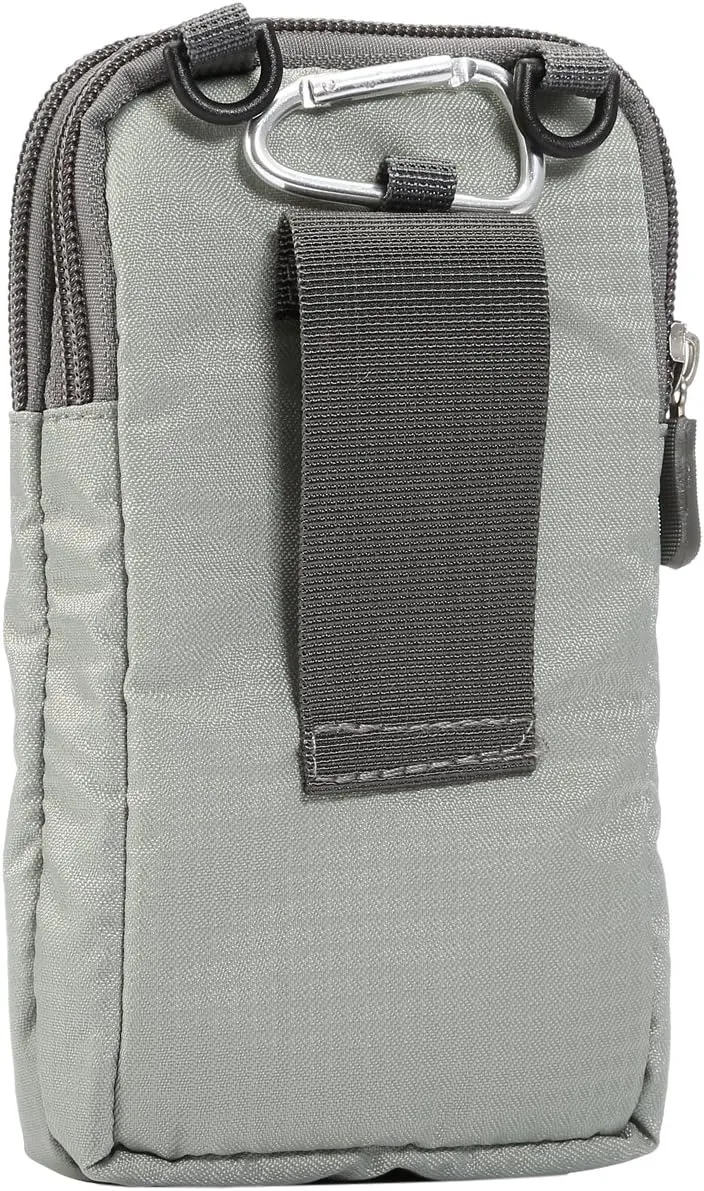 Cell Phone Belt Clip Bag Men, Cell Phone Shoulder Holster, 6.0" Outdoor Travel Vertical Phone Holster Waist Pouch Cellphone Shoulder Messenger Bag Zipper Wallet Phone Holder with Belt Loop Carabiner