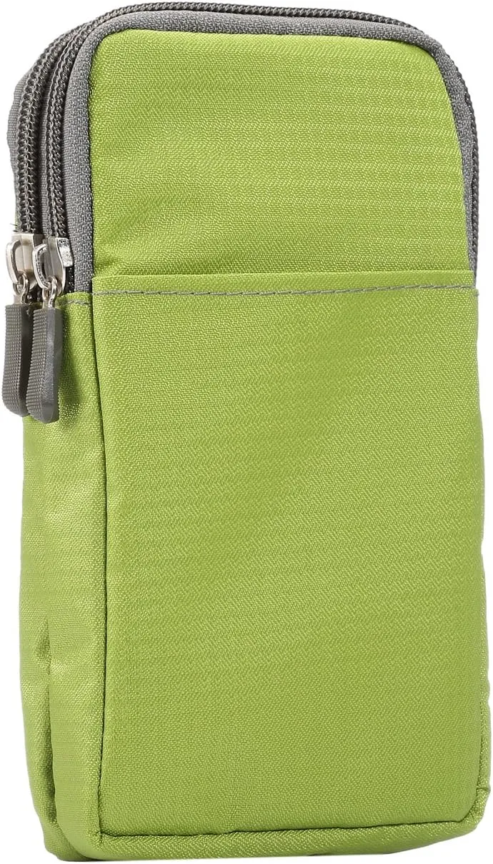 Cell Phone Belt Clip Bag Men, Cell Phone Shoulder Holster, 6.0" Outdoor Travel Vertical Phone Holster Waist Pouch Cellphone Shoulder Messenger Bag Zipper Wallet Phone Holder with Belt Loop Carabiner