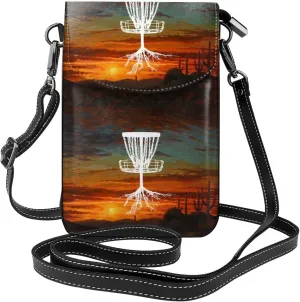 Cell Phone Purse Crossbody Bag For Women Disc Golf Tree Roots Pattern Leather Cellphone Bag Small Wallet Purses With Strap