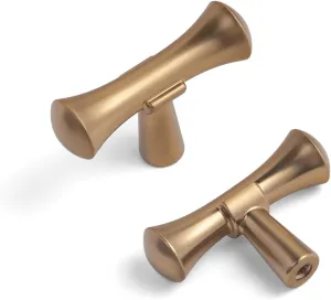 Champagne Bronze Cabinet Handles, Modern Drawer Pulls for Kitchen, Cabinet Hardware Knobs for Bedroom, 6 Pack (Model 6652)