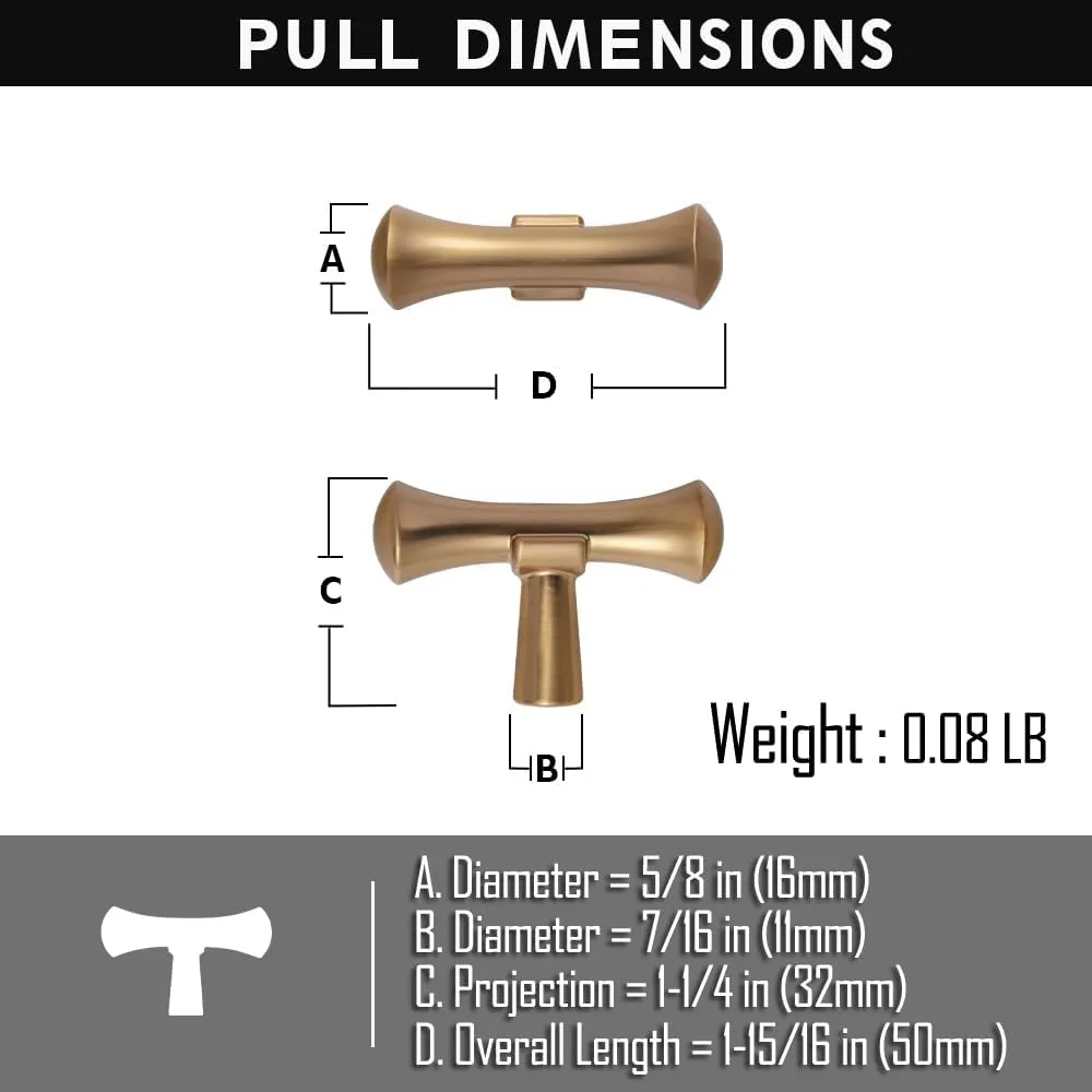 Champagne Bronze Cabinet Handles, Modern Drawer Pulls for Kitchen, Cabinet Hardware Knobs for Bedroom, 6 Pack (Model 6652)