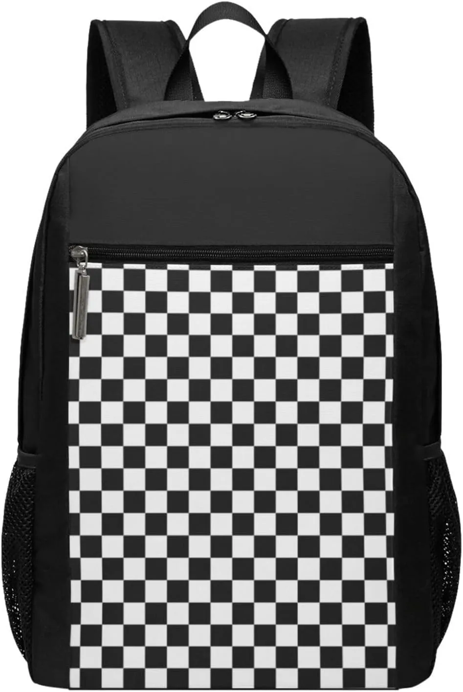 Checkerboard Black and White Pattern Travel Laptop Backpack, Business Anti Theft Slim Sturdy Laptops Backpacks, College Computer Bag Gift for Men & Women Fits 17 Inch Notebook,Black