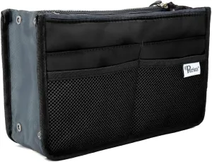 Chelsy Purse Organizer Insert with Handles & 13 Pockets - 3 Sizes (Black, Medium)