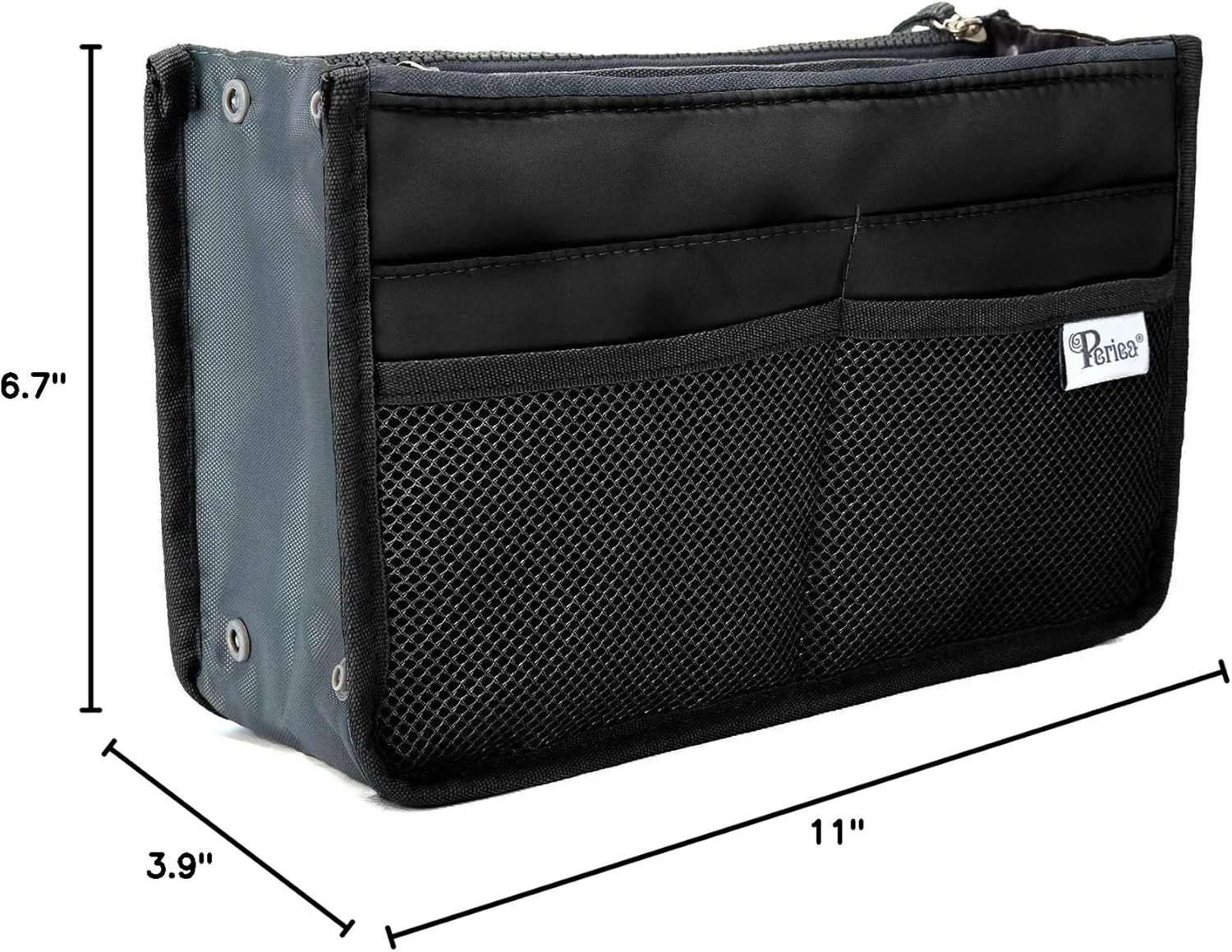 Chelsy Purse Organizer Insert with Handles & 13 Pockets - 3 Sizes (Black, Medium)