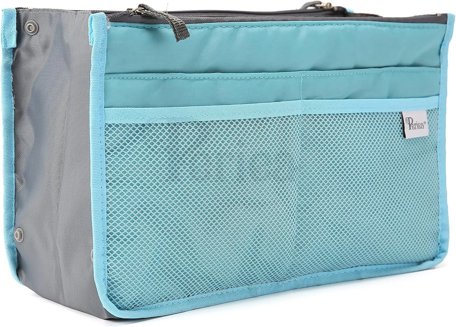 Chelsy Purse Organizer Insert with Handles & 13 Pockets - 3 Sizes (Bright Blue, Large)