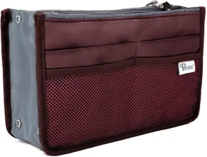 Chelsy Purse Organizer Insert with Handles & 13 Pockets - 3 Sizes (Burgundy, Small)