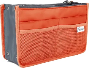 Chelsy Purse Organizer Insert with Handles & 13 Pockets - 3 Sizes (Orange, Large)
