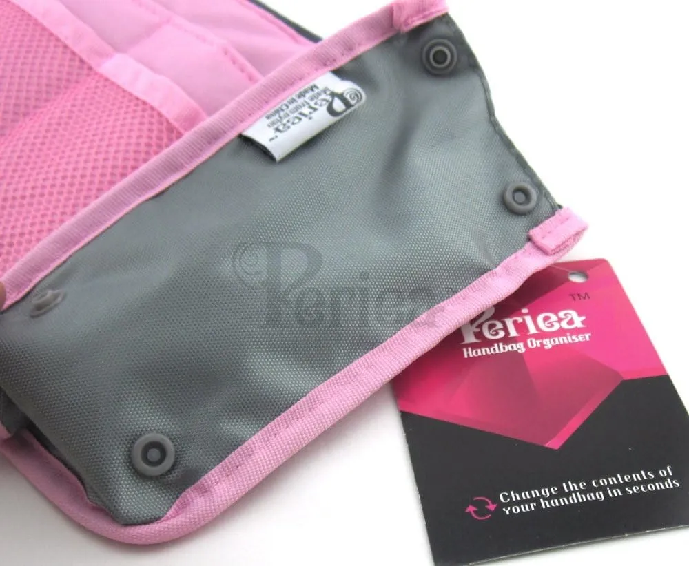 Chelsy Purse Organizer Insert with Handles & 13 Pockets - 3 Sizes (Pink, Large)