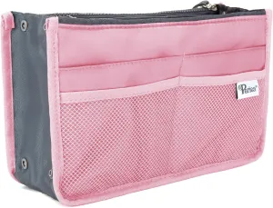 Chelsy Purse Organizer Insert with Handles & 13 Pockets - 3 Sizes (Pink, Large)