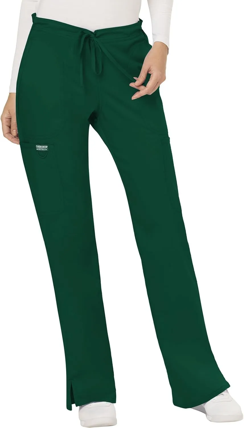 Cherokee Scrub Set For Women Modern Classic Fit 3 Pockets V-Neck Top WW620 with 5 Pockets Moderate Flare Leg Pant WW120