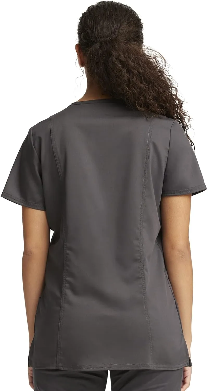 Cherokee Scrub Set For Women Modern Classic Fit 3 Pockets V-Neck Top WW620 with 5 Pockets Moderate Flare Leg Pant WW120