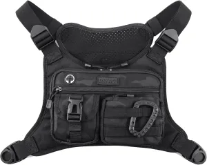Chest Bag For Men, Tactical Inspired Sports Utility Chest Pack, EDC Pouch Bag With Built-In Phone Holder for Workouts, Running, Cycling, Black