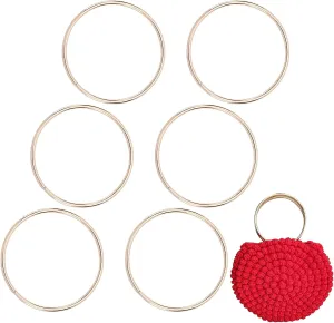 CHGCRAFT 6Pcs Round Metal Purse Handles, Replacement Handles for DIY Bag Purse Handbags Totes Clutch Making, Golden, 110.5×4mm