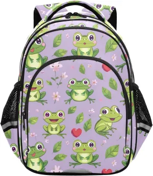 CHIFIGNO Backpack for School, Cute Cartoon Frogs Bookbag for Boys Girls Lightweight Daypack Backpacks with Reflective Stripes
