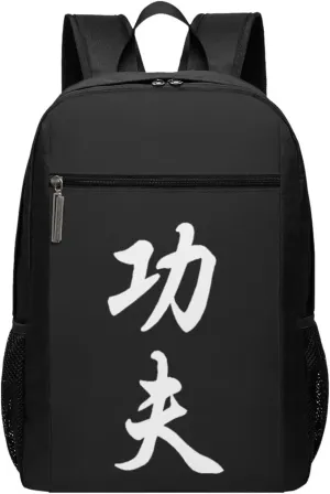 Chinese Character Kung Fu Travel Laptop Backpack, Business Anti Theft Slim Sturdy Laptops Backpacks, College Computer Bag Gift for Men & Women Fits 17 Inch Notebook,Black