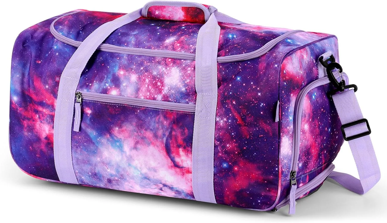 Choco Mocha Girls Galaxy Suitcase with Wheels Kids Purple Rolling Duffle Bag for Camping Teen Girls Toddler Luggage Bag for Travel, 22inch