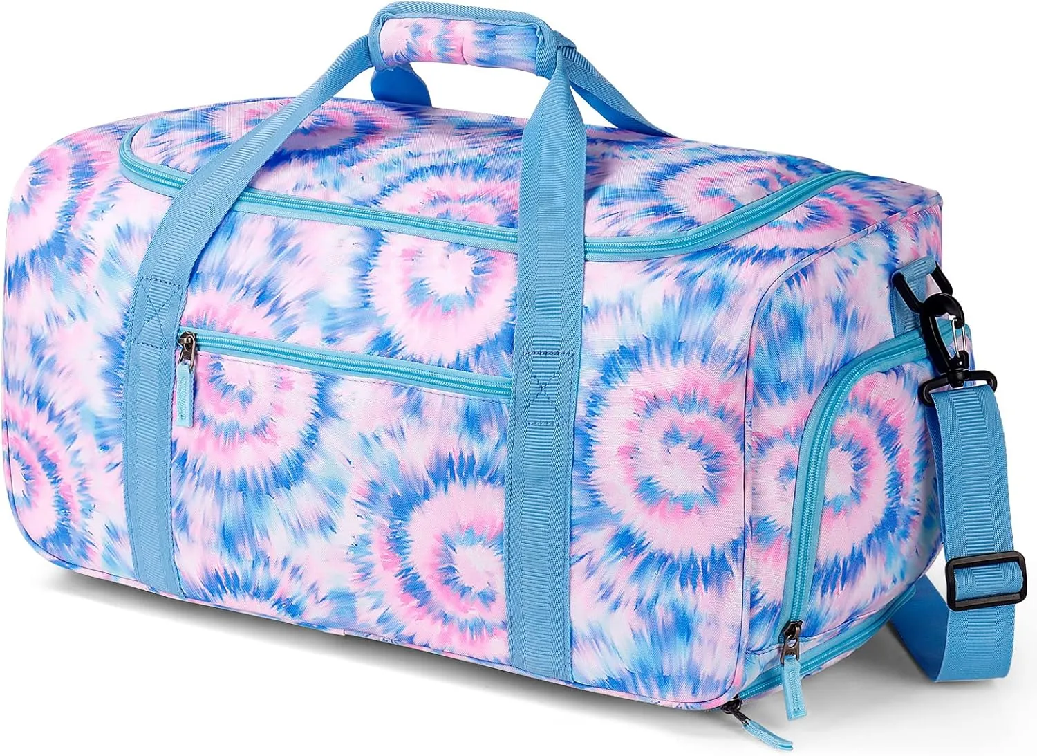 Choco Mocha Girls Tie Dye Suitcase with Wheels Kids Blue Rolling Duffle Bag for Camping Teen Girls Toddler Luggage Bag for Travel, 22inch