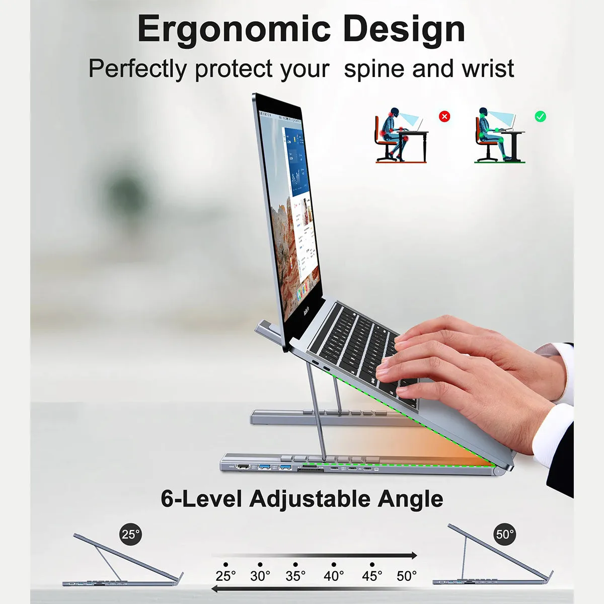Choetech 7-in-1 USB-C HUB Stand HUB-M48 (Gray)