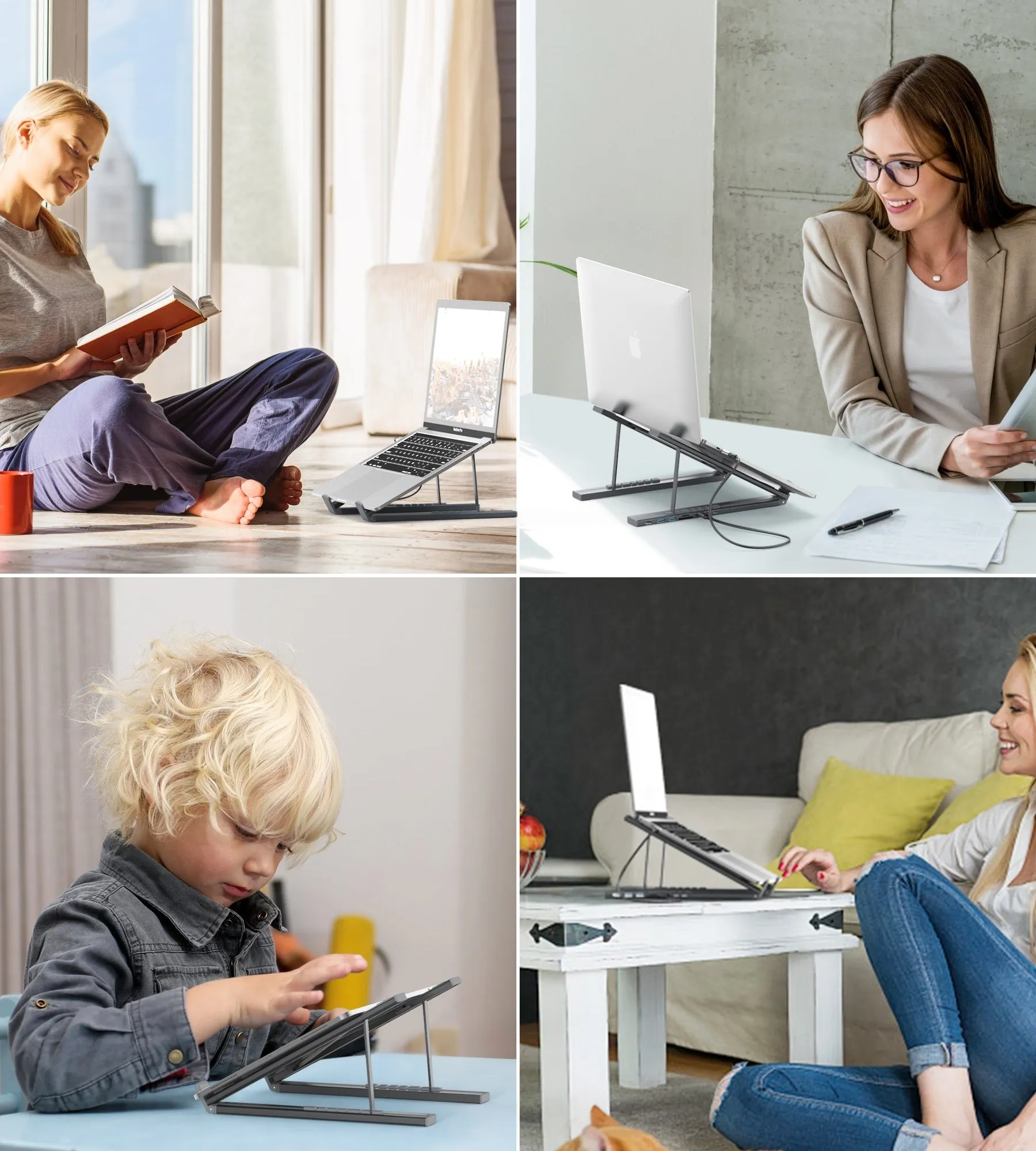 CHOETECH HUB-M48 7-in-1 Hub   Foldable Laptop stand USB-C to HDMI 4K/USB-A/TF&SD/USB-C with PD Charging