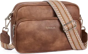 CHOLISS Small Purses for Women, Travel Purses Anti Theft Crossbody Bags for Women, Vegan Leather Adjustable Wide Guitar Strap