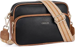 CHOLISS Small Purses for Women, Travel Purses Anti Theft Crossbody Bags for Women, Vegan Leather Adjustable Wide Guitar Strap