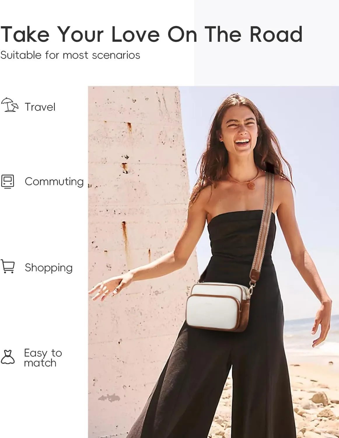 CHOLISS Small Purses for Women, Travel Purses Anti Theft Crossbody Bags for Women, Vegan Leather Adjustable Wide Guitar Strap