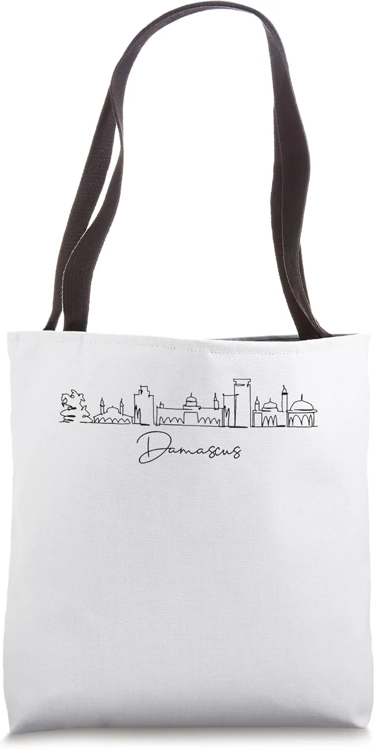 city skyline travel souvenir tourist damascus syria Tote Bag