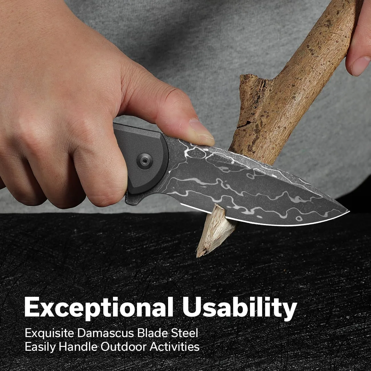 CIVIVI Button Lock Praxis Pocket Knife for EDC, Upgrade Folding Knife with Flipper 3.75" Damascus Blade plus Aluminum Handle, Cool Precious Gift for Men Women C18026E-DS1