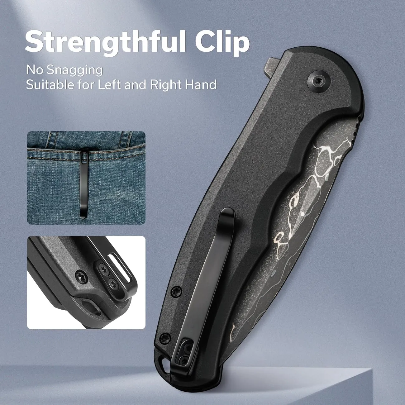 CIVIVI Button Lock Praxis Pocket Knife for EDC, Upgrade Folding Knife with Flipper 3.75" Damascus Blade plus Aluminum Handle, Cool Precious Gift for Men Women C18026E-DS1