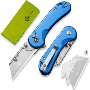 CIVIVI Folding Utility Knife Box Cutter, Elementum Utility Pocket Edc Knife with 3Pcs Extra Razor Blades, Three Ways to Open, Ideal Gifts for Men Women C23039B-2