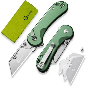 CIVIVI Folding Utility Knife Box Cutter, Elementum Utility Pocket Edc Knife with 3Pcs Extra Razor Blades, Three Ways to Open, Ideal Gifts for Men Women C23039B-3