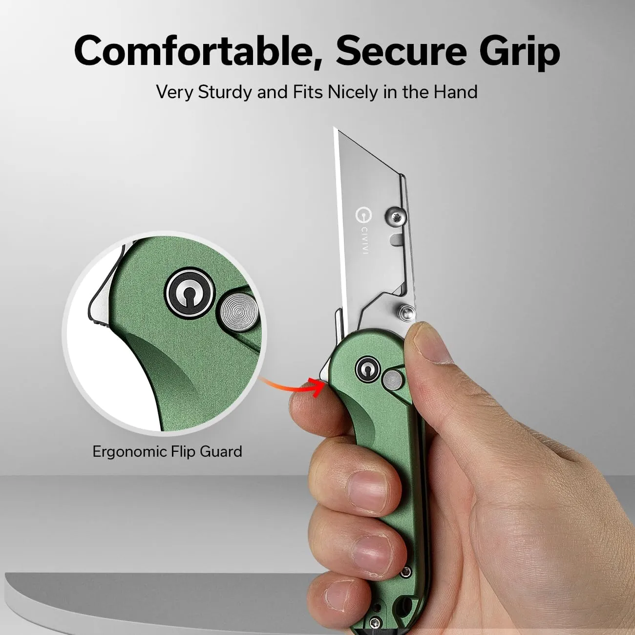 CIVIVI Folding Utility Knife Box Cutter, Elementum Utility Pocket Edc Knife with 3Pcs Extra Razor Blades, Three Ways to Open, Ideal Gifts for Men Women C23039B-3