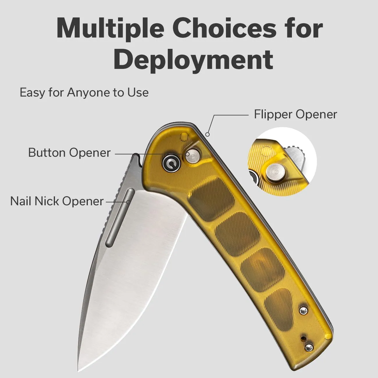 CIVIVI Pocket Folding Button Lock Knife with Flipper Opener for EDC, 3.48" Nitro-V Blade Ultem Handle, Conspirator Utility Knife for Outdoor C21006-5