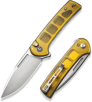 CIVIVI Pocket Folding Button Lock Knife with Flipper Opener for EDC, 3.48" Nitro-V Blade Ultem Handle, Conspirator Utility Knife for Outdoor C21006-5