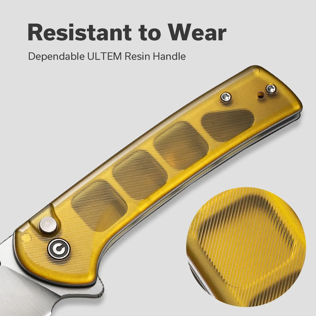 CIVIVI Pocket Folding Button Lock Knife with Flipper Opener for EDC, 3.48" Nitro-V Blade Ultem Handle, Conspirator Utility Knife for Outdoor C21006-5