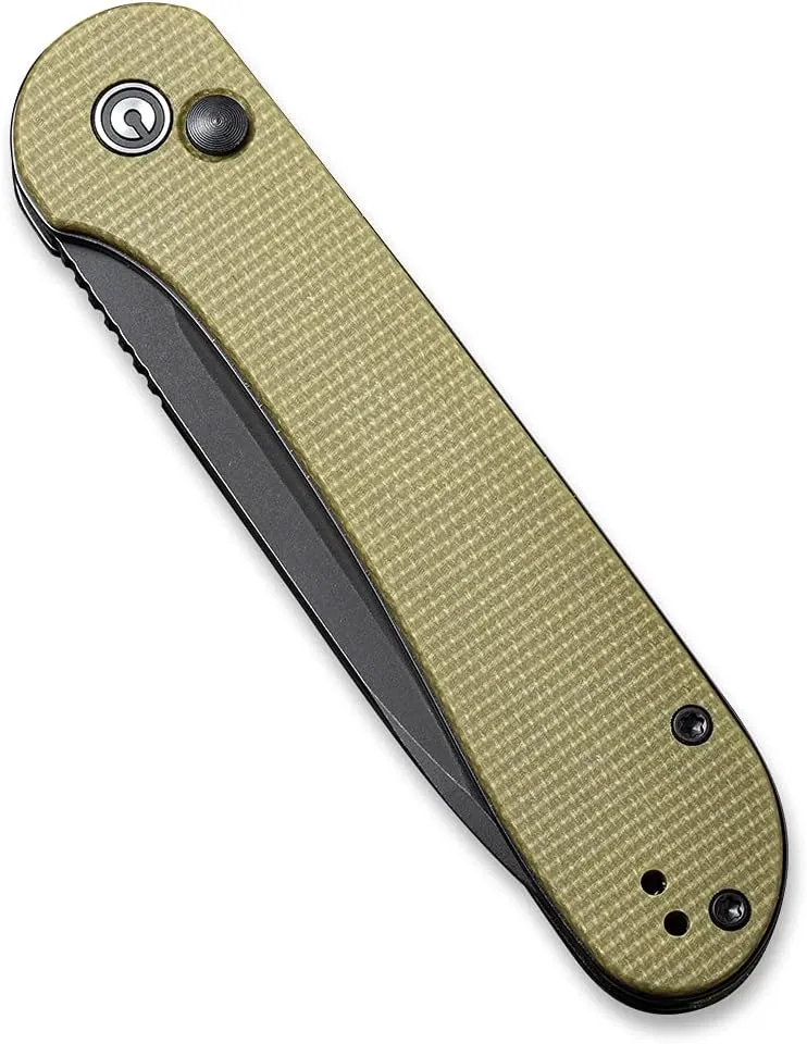 CIVIVI Pocket Folding Knife with 3.47" 14C28N Blade Micarta Handle, Button Lock Elementum Knife for EDC C2103B (Olive)